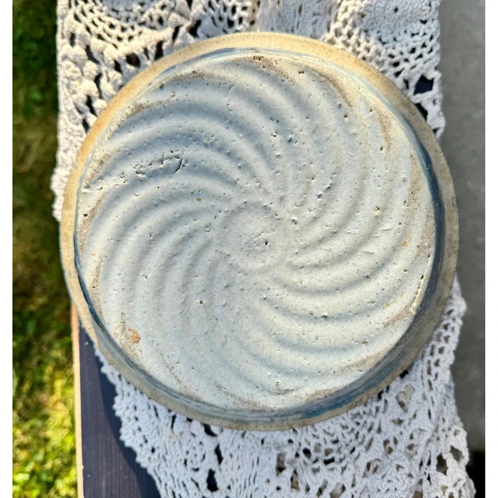 Primitive 1800's Salt‎ Glazed Farmhouse Mixing Bowl/Batter Bowl 9